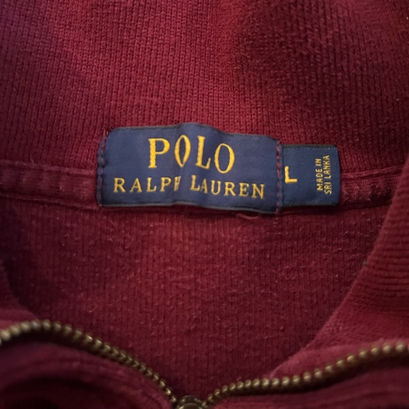 Large Burgundy Men’s Polo Quarter Zip Jacket - Picture 3 of 3
